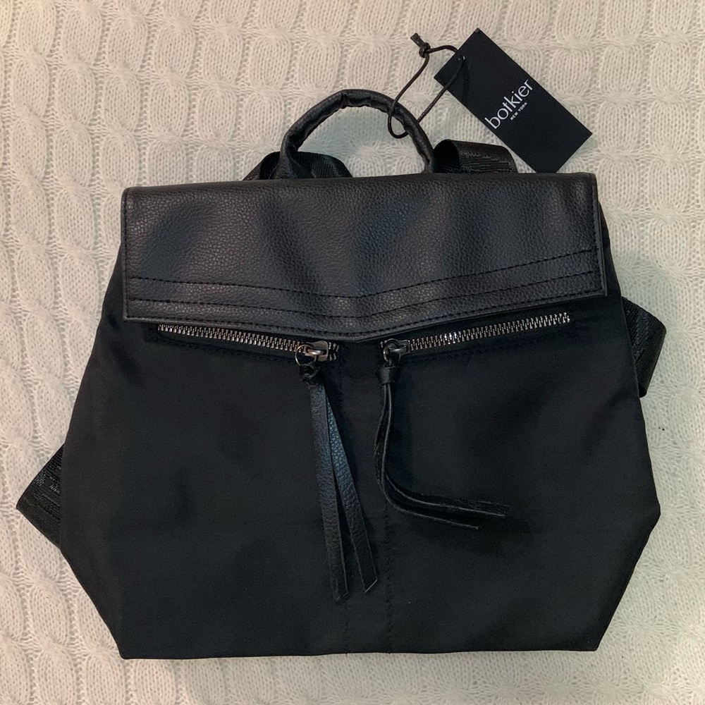 Bonkier black mini backpack with fringe detail